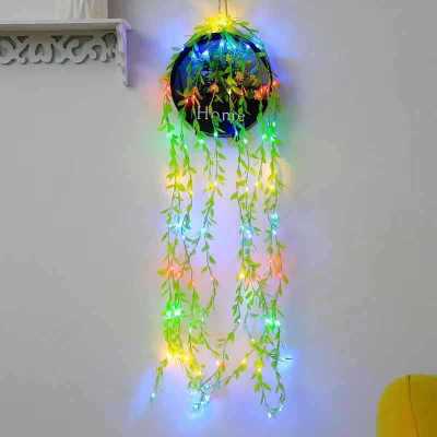 Cross-Border New Arrival Battery Box Copper Wire Lamp Simulation Green Plant Waterproof Christmas Festival Indoor and Outdoor Ornamental Festoon Lamp Horse Tail Lamp