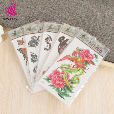 Factory Direct Sales Fashion and Environment-Friendly Tattoo Color Water Transfer Tattoo Sticker Color Dragon Tiger Butterfly Rose Flower Sticker