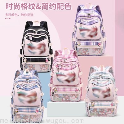 Factory Direct Sales Popular Plaid Multi-Layer Large Capacity Simple Student Backpack Stall Wholesale