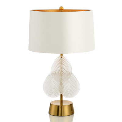 American Creative Leaf Glass Table Lamp Post-Modern Minimalist Living Room Bedroom Designer Sample Room Decorative Table Lamp