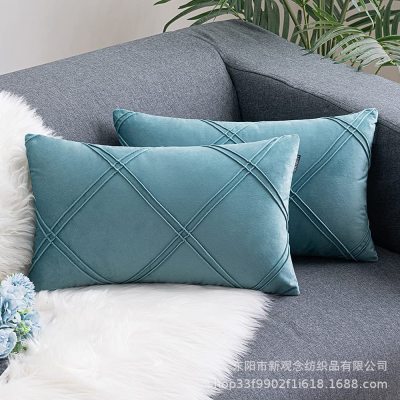 Cross-Border New Arrival Light Luxury Pillow Cover Ins Waist Pillow Velvet Cushion Cover Netherlands Velvet Solid Color Cushion Cover Wholesale