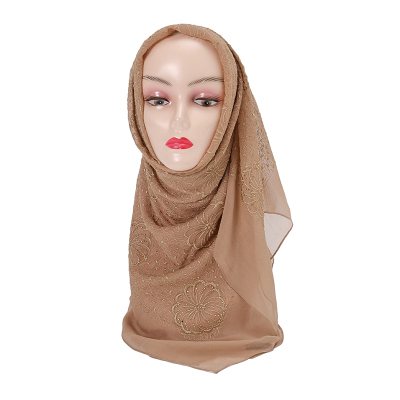 Huali Silk Embroidery Rhinestone Square Scarf, Silk  Scarf Middle Eastern clothing Muslim style headscarf