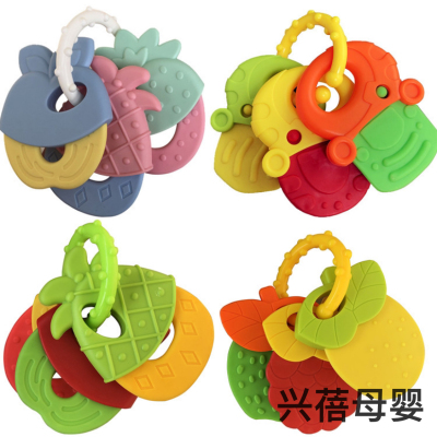 Baby Teether Fruit Shape Infant Silicone Teether Molar Teether Rattle Teether