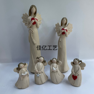 Decorative Crafts European Style Woodcut Girl Love Angel Resin Crafts Angel Ornaments