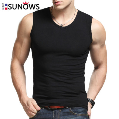 New Men's Wide-Shoulder Cotton Vest Sleeveless Breathable Fitness Sports Stretch Waistcoat Men's Vest Vest