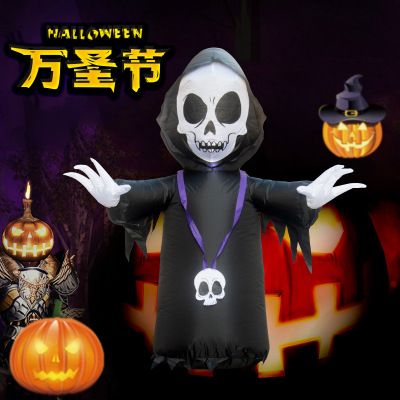 Exclusive for Cross-Border Wansheng Pumpkin Inflatable Model 1.2 M Skull Ghost Ghost Halloween Decoration Ghost Festival Inflation Model