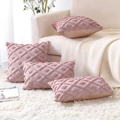 Cross-Border New Spot Ins Style Plain Pillow Cover Diamond Plush Nordic Cushion Cover Plush Pillow Wholesale