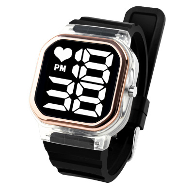 Foreign Trade Popular Style Small Square Led Student Electronic Watch Cross-Border New Arrival Silicone Strap Children Electronic Sports Watch
