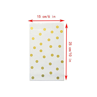 6*10 Inch15 * 25cm Golden Dots Transparent OPP Packing Bag Candy Pouch Customizable Pattern Size