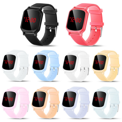 New Small Square Led Student Electronic Watch Watch Touch Screen Luminous Silicone Strap Square Children's Electronic Watch