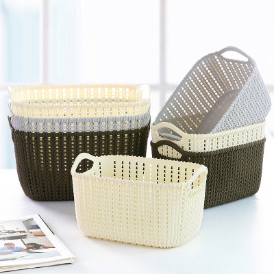 Household Rattan-like Desktop Storage Basket Hollow Sundries Storage Basket Kitchen Snack Storage Box Bathroom Bath Basket