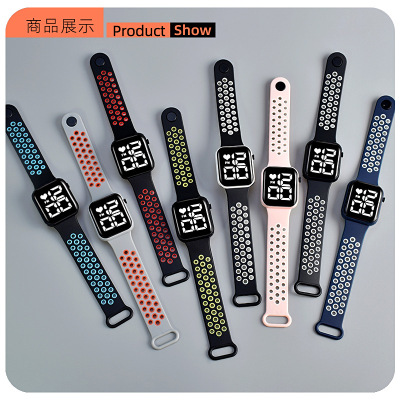 New Products in Stock Led Square Children's Electronic Watch Student Waterproof Sports Two-Color Small Square Electronic Watch Wholesale