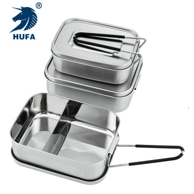 304 Stainless Steel Square Lunch Box Lunch Box for School and Work Canteen Partitioned and Portable More than Separated Specifications Lunch Box
