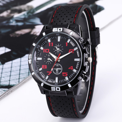 Foreign Trade Popular Style Silicone Men's Army Style Watch Three-Eye Casual Cool Sports Watch Silicone Quartz Watch Student Watch