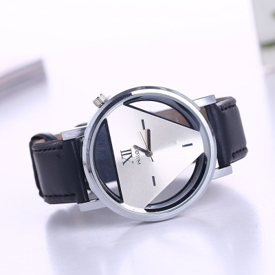 Hot Sale at AliExpress Transparent Cutout Triangle Watch Men's and Women's Belt Quartz Watch Gift Watch Women