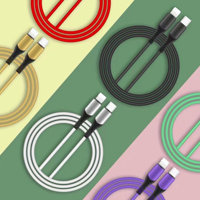 1M Macaron Color Fast Charging Cable TPE Soft Rubber Apple Data Cable for Tablets and Phones Foreign Trade Wholesale.