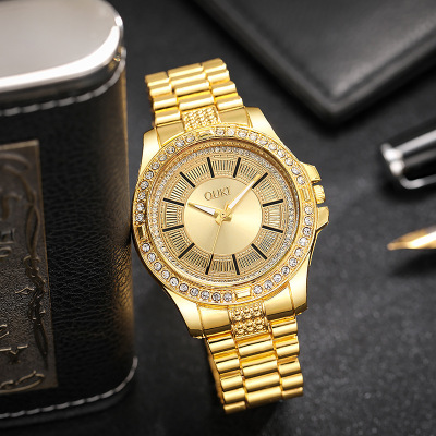 New Men's Watch Classic Sun Gear Watch Women's Non-Mechanical Watch Diamond Steel Strap Wrist Watch Quartz Watch