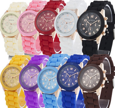 Spot Goods Geneva Silicone Watch Women's Korean-Style Fashion Beautiful Colorful Jelly Student Casual Watch