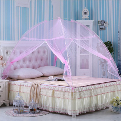 Factory Direct Sales Baby Student Steel Wire Folding Mosquito Net Installation-Free Encryption Double Door Magic Yurt Mosquito Net
