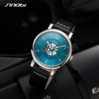 Sinobi Men's Watch Fashion Creative Personality Business Men's Watch Belt Quartz Watch Cross-Border Wholesale Delivery 9843