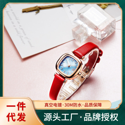 Shengke Square Casual Fashion Trends Korean Style Quartz Waterproof Belt Movement Quartz Manufacturer Watch 8052