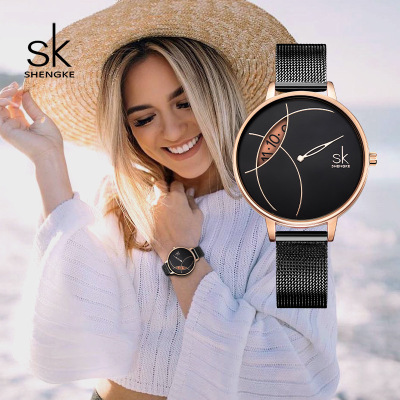 Shengke Shengke Fashion Creative Mesh Belt Women's Watch Simple Women's Factory Direct Sales Cross-Border Wholesale K0091