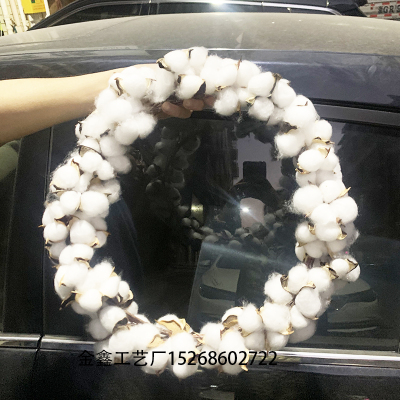 1pc Artificial Dried Flower Floral Garland  Decorative Farmhouse Door Wall Decoration Cotton Boll Flower Wreath