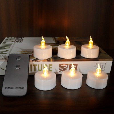 2-Button Remote Control Timing Tealight Cross-Border Amazon Birthday Party Romantic Smoke-Free 2032 Electric Candle Lamp