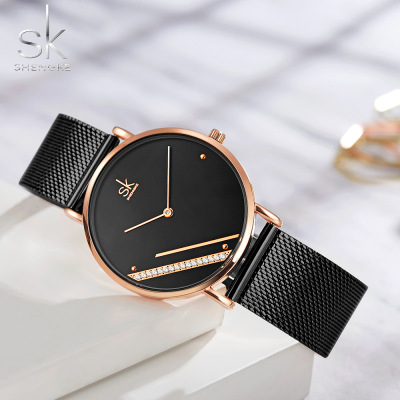 SK Women's Watch Fashion Creative Simple Stylish Waterproof Quartz Watch Women's Watch Mesh Strap Watch Foreign Trade Wholesale 0106