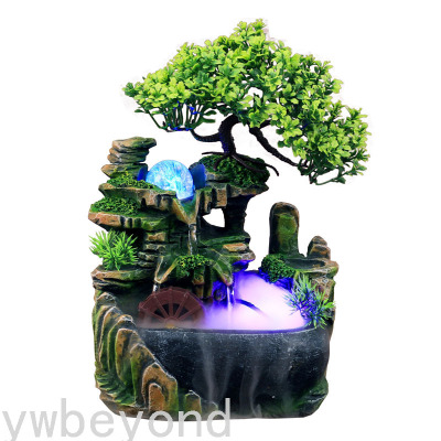 Ywbeyond Indoor Tabletop Decor Rockery Fish Jar Resin Water Fountain for Table Desk Office Home Wall Decoration