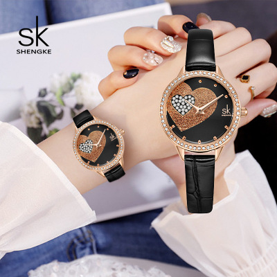 Shengke Women's Watch Women's Wholesale Famous Watch Stylish and Simple Personality Diamond-Embedded Waterproof Quartz Watch Factory Wholesale 0168