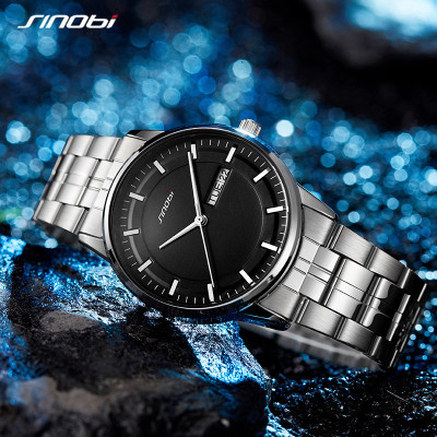 Men's Sinobi Luxury Business Watch Fashionable Casual Stainless Steel Sports Spot Watch 9834