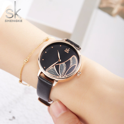 SK Watch Women's Wholesale Famous Watch Fashion Personality and Creativity Waterproof Quartz Belt Watch Foreign Trade Cross-Border Wholesale 0118