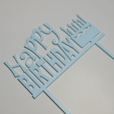 Acrylic Small Happy Birthday Refreshing Blue Cake Pattern Cake Plug-in