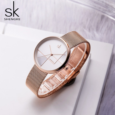 SK Women's Watch Stylish and Simple Personality Waterproof Women's Watch Quartz Watch Mesh Strap Watch Cross-Border Factory Wholesale 01