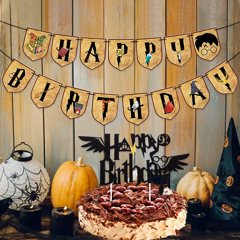 Birthday Decoration Venue Layout Harry Potter Happy Birthday Hidden Paper Garland Cake Card Insertion