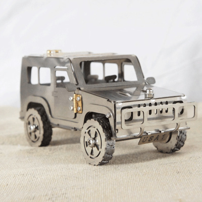 Metal Crafts Home Collection Stainless Steel Cutting Hummer Car Model Decoration Kids Gift SMG Hummer Car