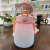 Gradient Color Internet Celebrity Big Belly Cup Cup with Straw Plastic Water Cup Large Capacity Gradient Color Drinking Water Bottle