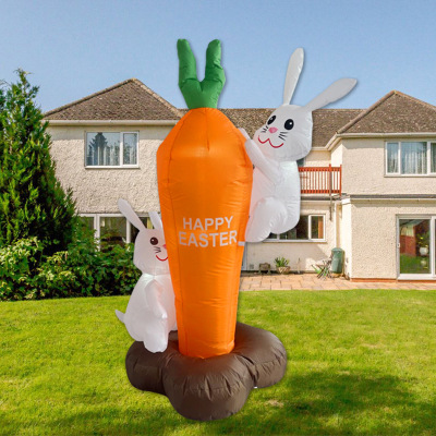 Cross-Border Supply Outdoor Cartoon Inflatable Model 1.8 M Easter Inflatable Rabbit LED Lights Holiday Layout