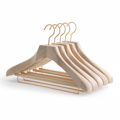 Camphorwood Flocking Clothes Hanger Clothing Store Solid Wood Clothes Hanger Wooden Anti-Slip Hanger Men Adult Home Use Clothes Hanger Wholesale