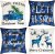 New Christmas Snowflake Blue Pillow Cover Letter Plaid Linen Digital Printing Cushion Cover Cross-Border Hot Sale