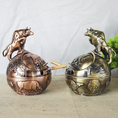 Plating Zinc Alloy Cow Rage Win Instant Success Dapeng Spread Wings GOLDEN ROOSTER Report Mountain Forest Ashtray