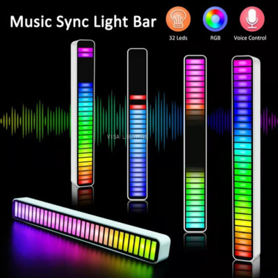 Creative Led Pickup Light RGB Voice Control Synchronous Rhythm Lamp Colorful Music Ambience Light Car Desktop Induction
