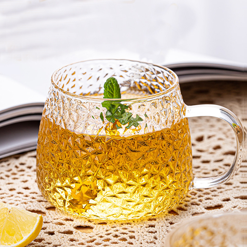 耐高温菠萝杯高硼硅玻璃果汁杯饮料杯办公室花茶泡茶杯家用单层杯