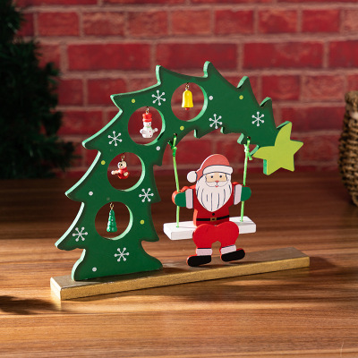 Factory Direct Supply Christmas Decoration Supplies Colorful Wooden Decoration Creative Santa Claus Swing Pendant Christmas