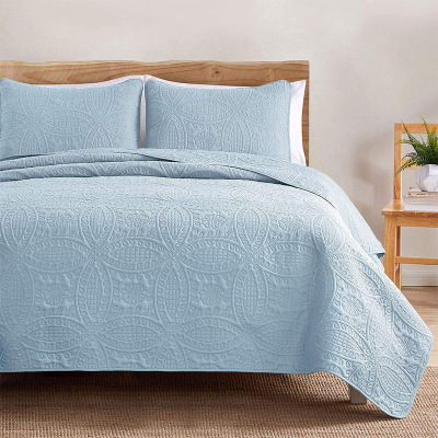 Cross-Border Amazon European and American Bedding Foreign Trade Three-Piece Ultrasonic Printing Bedspread Quiltedtextiles Bedspread