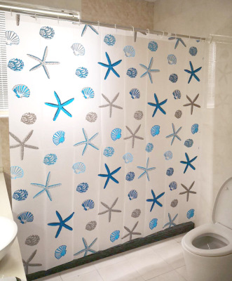 Modern Starfish Shower Curtain Ningbo Waterproof and Mildew-Proof Partition Bathroom Curtain