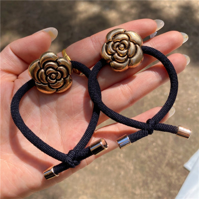 Korean Barrettes Rubber Band Hair Rope Elegant Hair Band Hair Rope Camellia Bang Clip