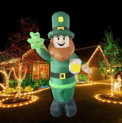 Cross-Border New Arrival 2.4 M Irish Old Man Luminous Inflatable Model St. Patrick's Day Carnival Party Outdoor Decoration