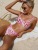2022 Summer Export Spot Floral Pink Split Bikini